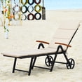 thumbnail image 3 of Costway Chaise Longue Pliante en Rotin pour Patio avec Coussin en Aluminium Réglable avec Roues, 3 of 10