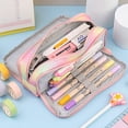 thumbnail image 3 of Trousse à Crayons Grande Capacité, Pochette à 3 Compartiments, Sac à Stylos pour l'École, Adolescente, Garçon, Homme, 3 of 8