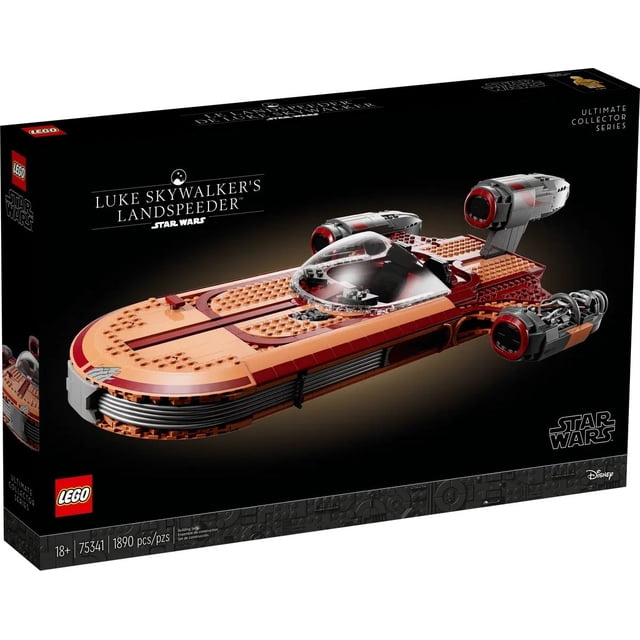 LEGO STAR WARS 75341 Landspeeder de Luke Skywalker, un Ensemble de Série Ultime de Collectionneur Multicolore avec des Détails Authentiques comme le Pare-Brise de cockpit, le Moteur à turbine Exposé et une Plaque d'Affichage de Données Techniques. Comprend Luke Skywalker et des Minifigurines C-3PO. Parfait comme Objet de Collection STAR WARS Ou Déco Maison pour les Constructeurs LEGO Avancés.