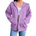 thumbnail image 1 of Mgmyaa Women's Sweatshirt Fashion Solid Color Hooded Pocket Raglan-Sleeve Long Sleeve Zip Up Jacket, 1 of 6