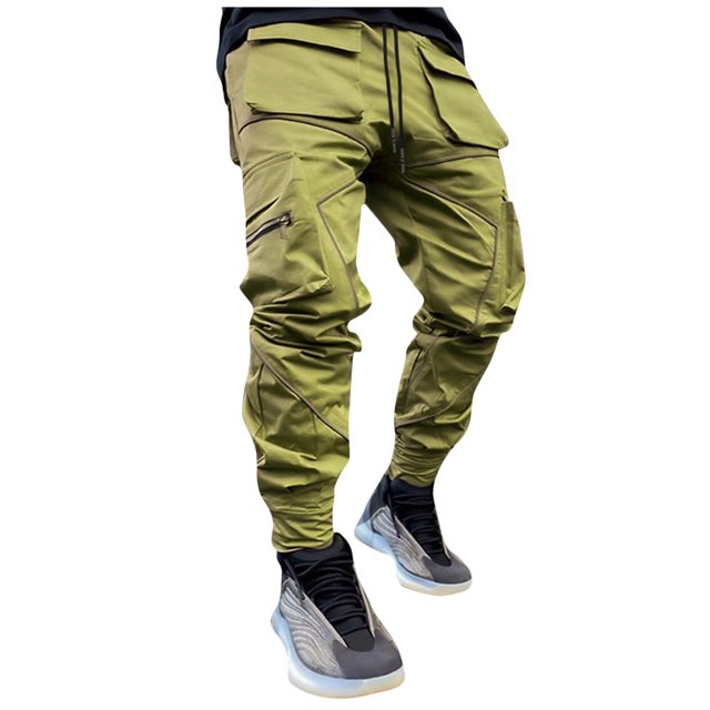 Deals of the Week Mrasaso Cargo Pants for Men, Men's Solid Color Three-dimensional Sense Sports Multi-pocket Washed Straight Barrel Reflect Light Cargo Outdoor Casual Pants