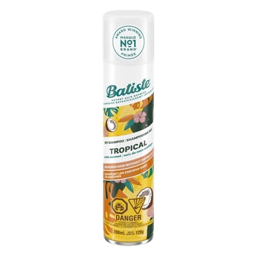 Batiste Dry Shampoo, Tropical Scent, Fragrance with Hints of Coconut, Jasmine, and Peach, Instantly Refreshes and Absorbs Grease, 200 ml