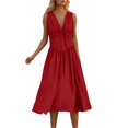 thumbnail image 1 of Styesk Robes pour Femmes Mode Féminine Décontractée Col à Bretelles Dos Ouvert Dentelle Uni et Robe à Carreaux, 1 of 6