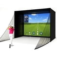 thumbnail image 1 of 14ft x 8ft Golf Simulator Enclosure with HD Impact Projection Screen & Aluminum Frame, Professional Golf Hitting Net System for Indoor Training, Compatible with Launch Monitors, 1 of 9