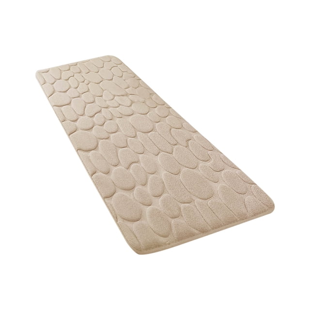 Bwiyojiz 70.86x23.6x0.31" Rugs & Mats Bath Rug Embossed Bathroom Mat Water Absorbent and Washable Rugs-Non-Slip-Thick-Soft Comfortable Carpet for Show Home Living Room Decor, Polyester, Beige