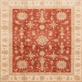 thumbnail image 1 of Ahgly Company Tapis d'Intérieur Carrés Abstraits Orange Rouge de Style Oriental, 8 Pieds Carré, 1 of 6
