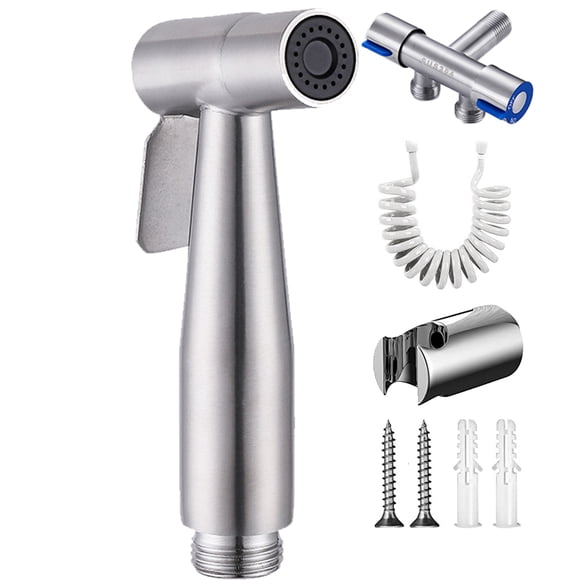 Hand-held bidet sprayer, adjustable toilet water pressure, with bidet hose