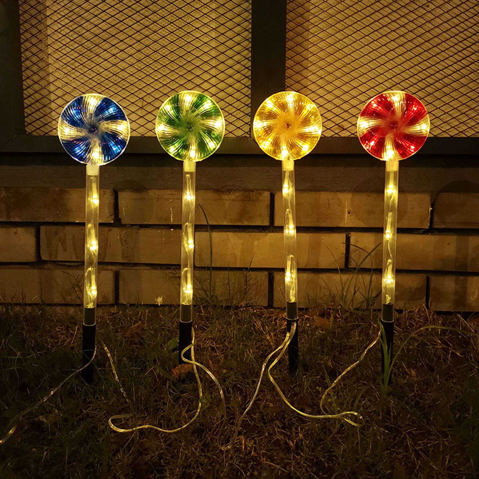 Dvkptbk solar lights Candy Cane Lights Outdoor, 4 Pcs Lollipop Yard Sign, Outdoor Garden Lawns Lamp for Wedding Lawns Patio Garden Porch Markers Ornament