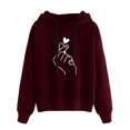 thumbnail image 2 of MRULIC Chandail en Molleton pour Femmes Sweat à Capuche à Manches Longues Pull-Over Blouse Chandails en Molleton à Capuche pour Femmes Vin + S, 2 of 4