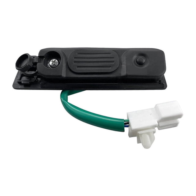 Tailgate Trunk Opening Switch For 11-20 Mitsubishi RVR Outlander Sport 5810A090, a black rectangular sensor switch with textured grip, compatible with Mitsubishi ASX, RVR, and Outlander Sport models. Includes integrated wiring harness with green and white connectors.