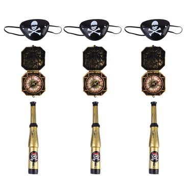 FRCOLOR 9 Pcs Jouets de Jeu en Plastique pour Enfants Cache-Oeil Boussole Télescope Ensemble Masque pour les Yeux de Pirate Cosplay Déguisement de Pirate Ensemble Accessoire de Costume pour Enfant (3 Pcs Cache-Oeil, 3 Pcs Boussole, 3 Pcs Télescope)