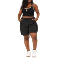 thumbnail image 2 of Unique Bargains Women's Plus Size Drawstring Elastic Waist Cargo Shorts, Above Knee, 2 of 7