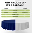 thumbnail image 3 of Plastic Table Cloth Disposable - 10 Pack, Disposable Table Cloths for Parties, Weddings, Decorative Round Tablecloths, 84'' Navy Blue Plastic Tablecloth, Leakproof & Sturdy, Navy Blue Navy Blue 84", 3 of 5