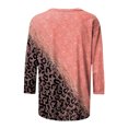 thumbnail image 4 of Pompotops T-shirt Ample à Imprimé Léopard pour Femme, Manches 3/4, Col Rond, Haut Décontracté, Liquidation, 4 of 5