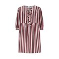 thumbnail image 3 of yoeyez Robes d'Été pour Femmes 2025 Maxi Mignon Manches Bouffantes 3/4 Rayé Nœud Papillon Mini Robe Soleil Col Ras du Cou Décontractée Robes Babydoll Ample Fluide Robe de Plage Bordeaux,L, 3 of 5