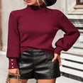 thumbnail image 2 of Ladies‘ Knitted Sweater with Long Sleeves and Turtleneck in Solid Color, 2 of 9