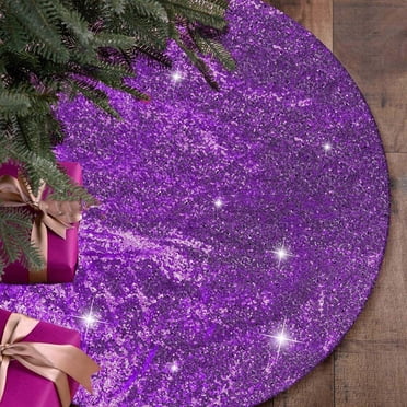 zanvin Purple Christmas Tree Skirt 24 Inch Sequined Tree Skirt Velvet Tree Skirt Sparkly Tree Cover Skirt for Small Xmas Tree Personalized Christmas Tree Skirt Mat for Xmas Party Decor