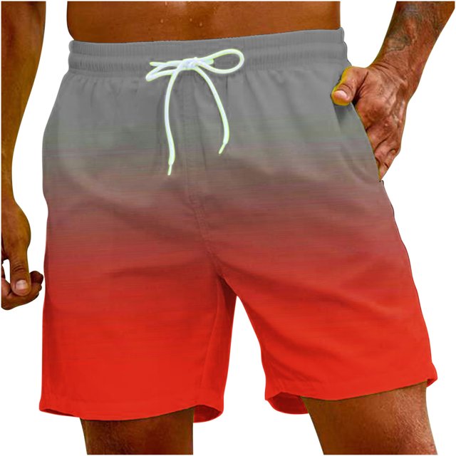 FAIWAD Mens Gradient Shorts Quick Dry Elastic Waist Beach Shorts Workout Sports Lightweight Sweatpant