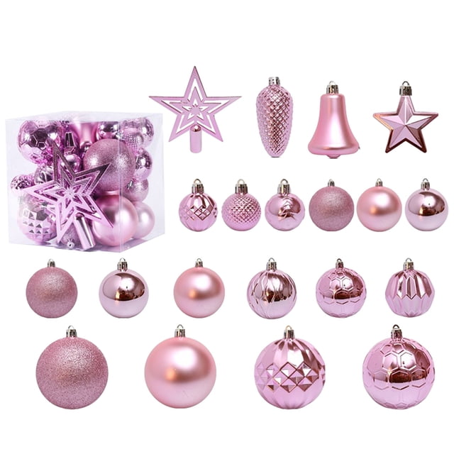 Pisexur 45PCS Christmas Ball Ornaments Set - Assorted Shatterproof Hanging Tree Ornament Set with Reusable Hand-held Gift Package for Xmas Tree Holiday Party and Home Decor