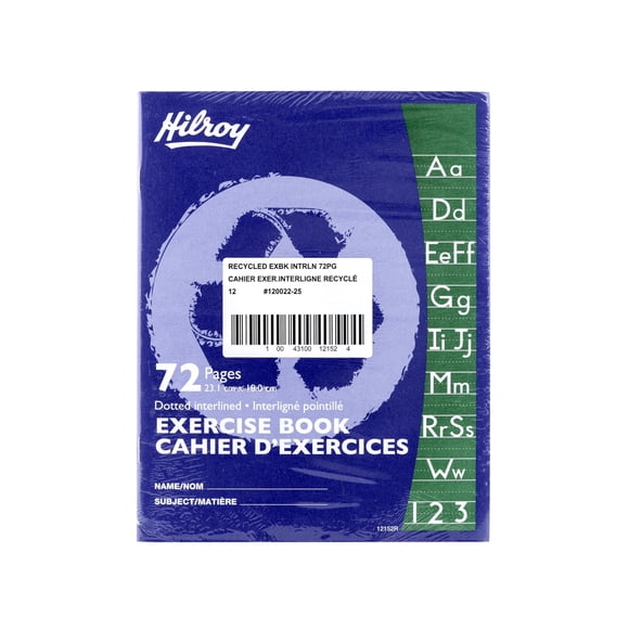 Hilroy Cahier d'Exercices Recyclé Cousu, à Pois Entrelacés avec Marge, 72 Pages/36 Feuilles, 7-1/8 Po (180 cm) x 9-1/8 Po (23,1 cm) Sh