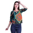 thumbnail image 1 of Moomaya Printed Keyhole Neck Ring Top Casual 3/4th Sleeve Tees Tank Tunic Top, 1 of 5