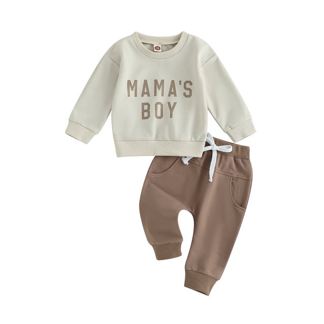 Honganda Toddler Boys 2Pcs Pants Sets Long Sleeve Letter Print Sweatshirt Tops and Drawstring Pants Sets