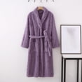thumbnail image 2 of Timegard Bathrobe for Women Fuzzy Button down V Neck Robe Fleece Warm Long Sleeve Pajamas with Pockets, 2 of 6
