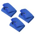 thumbnail image 1 of Unique Bargains 24'x16' Golf Towels Tri Fold Waffle Pattern Towels Soft Fiber with D Clip Dark Blue 3 Pack, 1 of 6