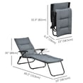 thumbnail image 3 of Outsunny Folding Lounge Chair w/ Cushion, Adjustable Back, Grey, 3 of 10