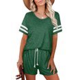 thumbnail image 1 of Ensemble de Pyjama à Rayures pour Femmes, Manches Courtes, Chemise de Nuit avec Shorts, 1 of 5