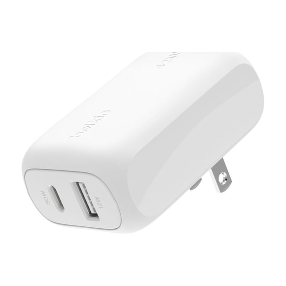 Belkin BoostCharge 42W Dual Port Wall Charger, USB-C + USB-A Charger Fast Charging for iPhone 15, 15 Plus, 15 Pro, 15 Pro Max, 14, 14 Pro Max, iPhone 13, Galaxy S23 Ultra, iPad, AirPods & More - White
