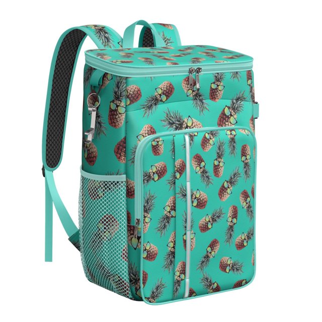 Pineapple Pattern Insulated Backpack Cooler - 20L Leakproof Soft Cooler Bag for College Students & Workers