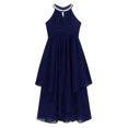 thumbnail image 4 of Oyolan Robe de Demoiselle d'Honneur pour Enfants Robe Longue en Chiffon pour Concours Soirée Danse Robe Marine lue 16, 4 of 7