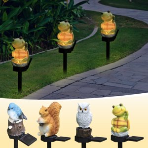 Cagogo 2Pcs Solar Powered Garden Lights, Solar Animal Lights for Outdoor Lawn Walkway, Solar Powered Landscape Lights for Patio Terrace, Solar Powered Ground Lights for Garden Decor Pathway
