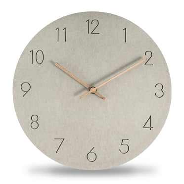 Wooden Wall Clock, No Ticking Noise Silent Quartz Clock, Battery Powered MDF Wall Clock, Nordic Modern Design Simple Home Decor for Living Room, Bedroom, Office, Classroom