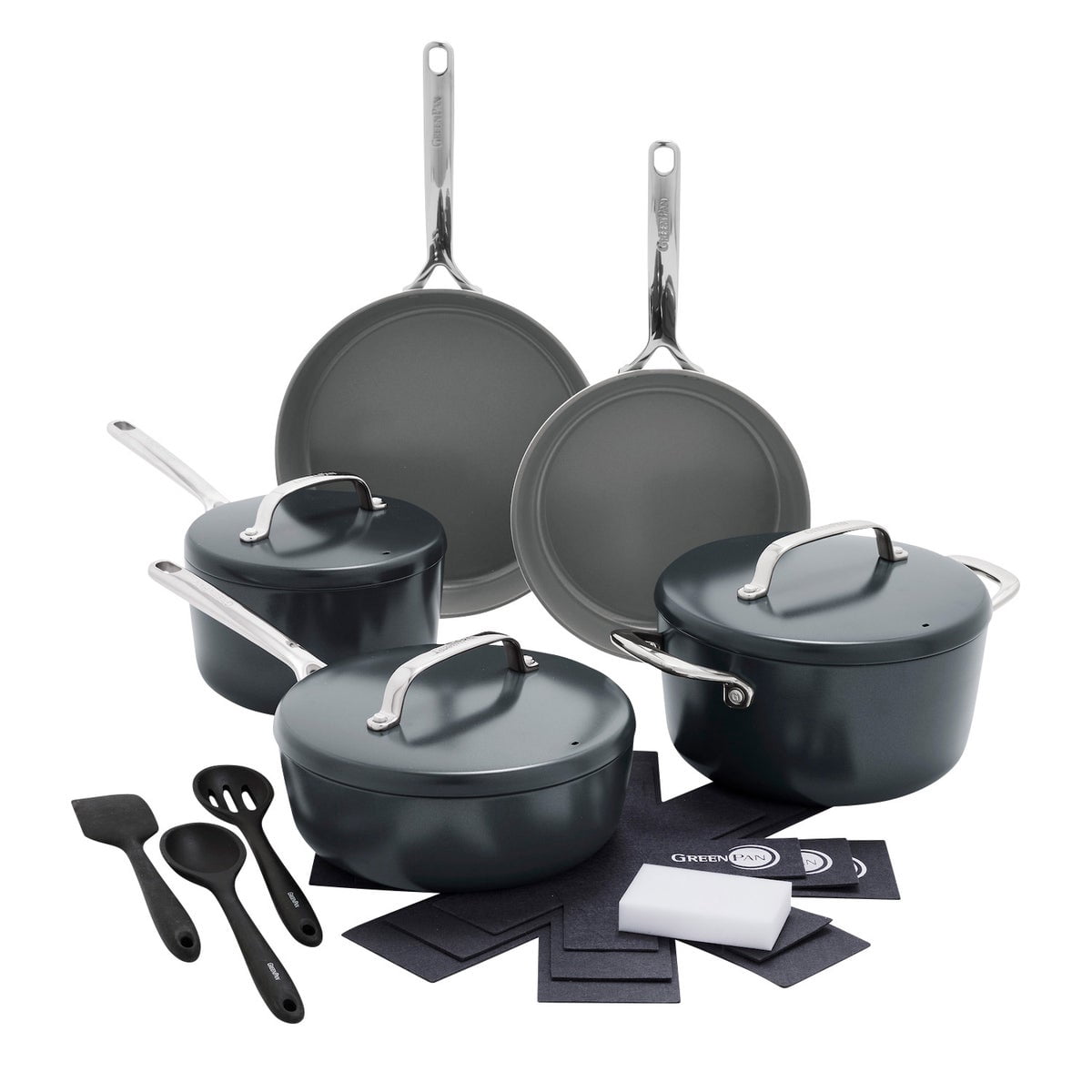 GreenPan GP5 Ceramic Non-Stick Cookware set, 15-pieces Grey