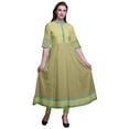 thumbnail image 1 of Bimba Yellow Damask Block Print Long Flared A Line Indian Kurtis For Women Party Wear Anarkali Kurta-X-Large, 1 of 5