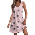 thumbnail image 2 of Ovzne Robes d'Été pour Femmes Robe d'Été Mode d'Été pour Femmes Plage Poche Imprimé Sans Manches Robe à Col en V Robe pour Femmes Imprimée Liquidation, 2 of 7