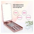 thumbnail image 3 of DEBGFS Portable Makeup Brush Set - Travel Makeup Brushes & Tools with Rotating Mirror Touch Control LED Lights Compact Storage Case Perfect for Daily Use and Travel Stylish Design Id,Pink, 3 of 6