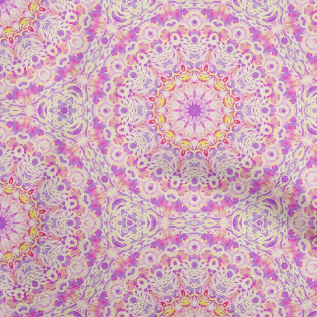 oneOone Polyester Spandex Purple Fabric Mandala Sewing Craft Projects Fabric Prints By Yard 56 Inch Wide