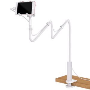 Labymos Support de téléphone Porte-téléphone avec bras flexible 360 Degré Rotation Téléphone pince Clip Stand Bracket côté lit Stand