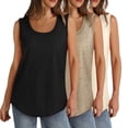 thumbnail image 1 of Plebaso Lot de 3 Débardeurs pour Femmes Décontractés d'Été Sans Manches Amples Col Rond T-Shirts Basiques pour Dames, 1 of 7