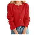 thumbnail image 2 of Yuyuzo Womens Cardigan Sweater Tops Crew Neck Long Sleeve Shirts Solid Color Button down Knitted Clothes, 2 of 5
