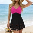 thumbnail image 2 of Sentmoon Maillots de Bain une Pièce pour Femmes avec Soutien-Gorge Intégré, Bretelles Spaghetti, Bikini pour Femmes, Maillot de Bain pour Femmes, Ventre avec Jupe Découpée, Maillot de Bain Modeste, Robe de Bain à devant pour Nage en Longueurs et Entraînement L, 2 of 9