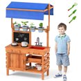 thumbnail image 1 of Gymax Mud Kitchen Wooden Pretend Play Kitchen w/ Height Adjustable Canopy, 1 of 10