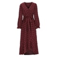 thumbnail image 4 of Gspmoly Robes d'Été, Robe Bohème Décontractée pour Femmes à Col en V à Manches Longues, Robe Longue, Robes de Travail pour Femmes en Liquidation, 4 of 6