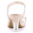 thumbnail image 2 of BLISSFUL STEP Women's Flower Rhinestone Slingback Clear Mid Heel Slip On Sandals Beige 7, 2 of 8