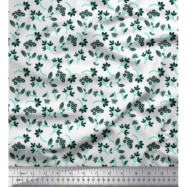 Soimoi Poly Georgette Fabric Leaves & Floral Artistic Fabric Prints by Yard 52 Inch Wide