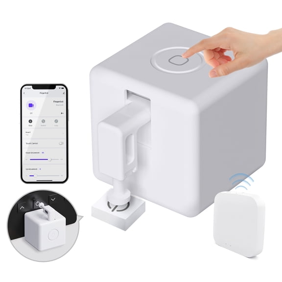 Smart Button Pusher Fingerbot No Wiring Compatible with Alexa Google Home Tuya BT Hub Remote Control Wireless Smart Light Switch Bot Timer Voice Control Automatic Controller with Gateway