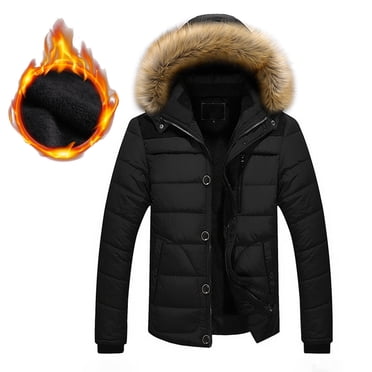 EGNMCR Vestes pour Hommes Hommes Extérieur Chaud Hiver Veste Épaisse Manteau à Capuche Veste avec Poche à Fermeture Éclair